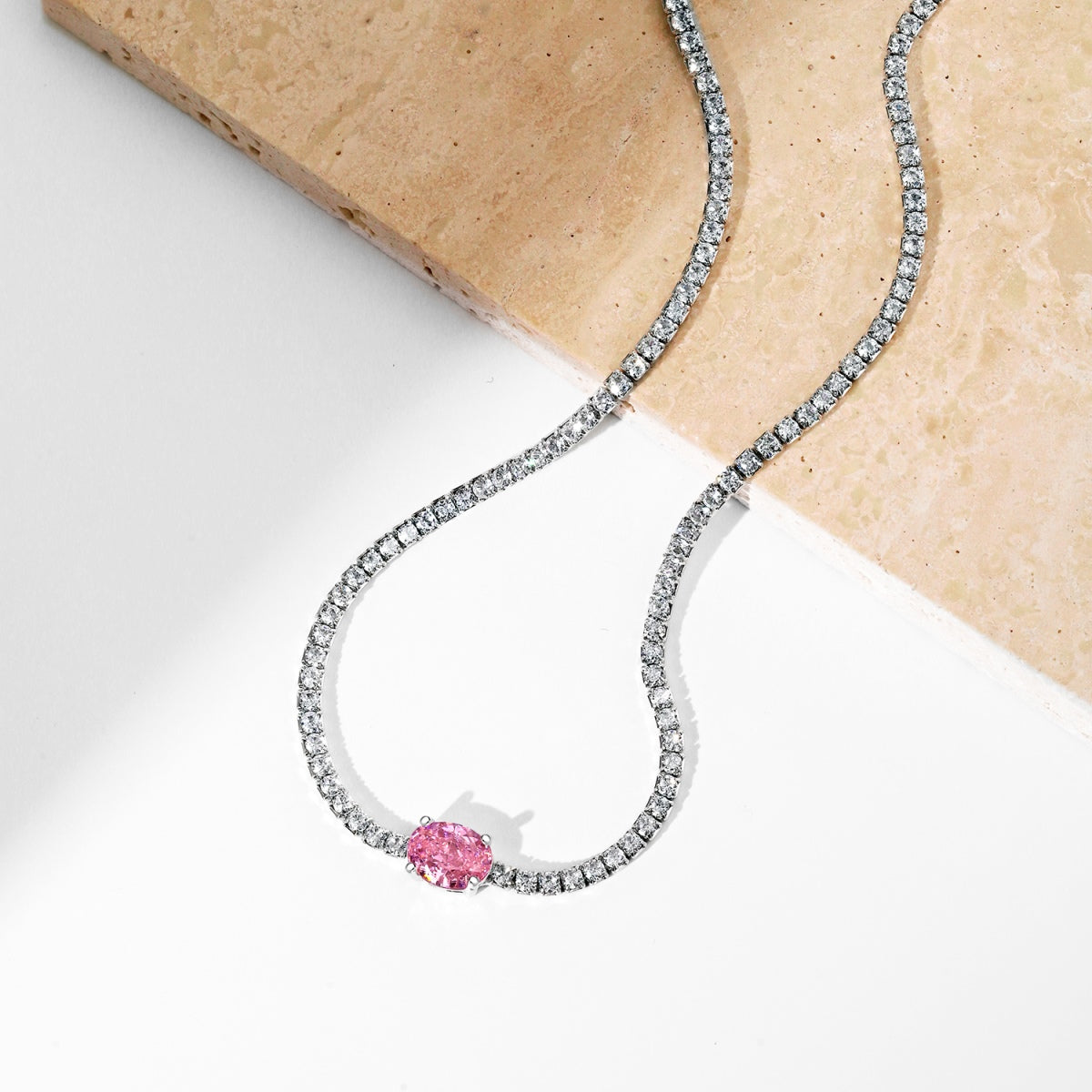 [ELAN LUXE]1.0 Carat Shining Oval Cut Necklace