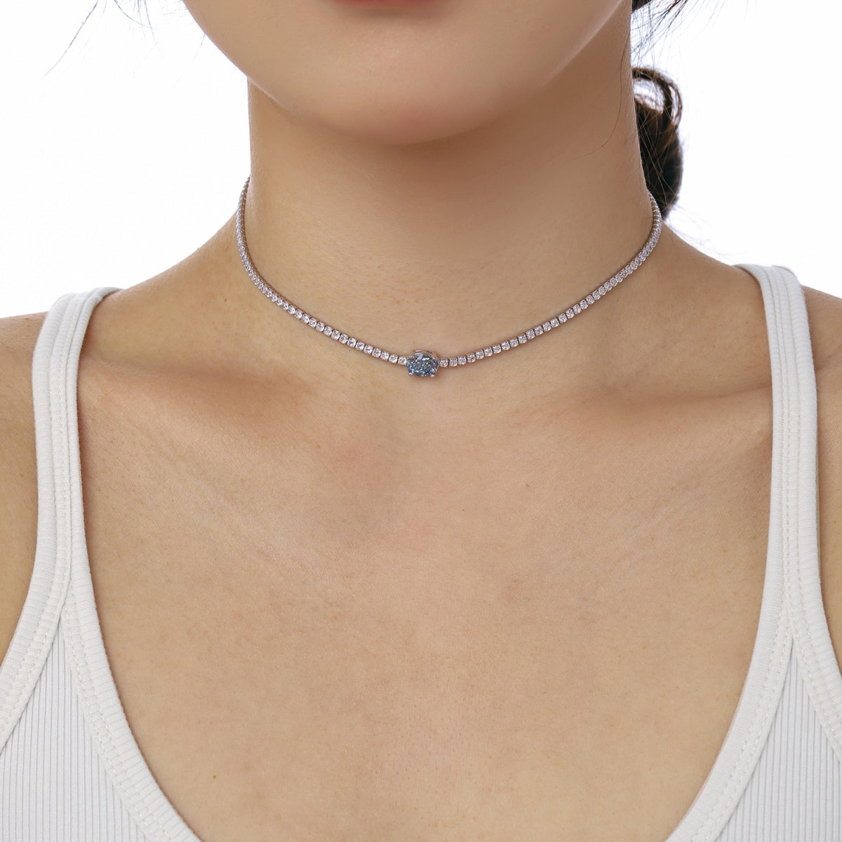 [ELAN LUXE]1.0 Carat Shining Oval Cut Necklace