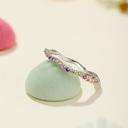 [ELAN LUXE]Dainty Colorful Round Cut Party Ring