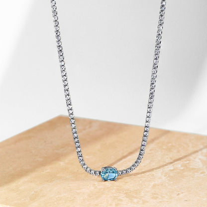 [ELAN LUXE]1.0 Carat Shining Oval Cut Necklace