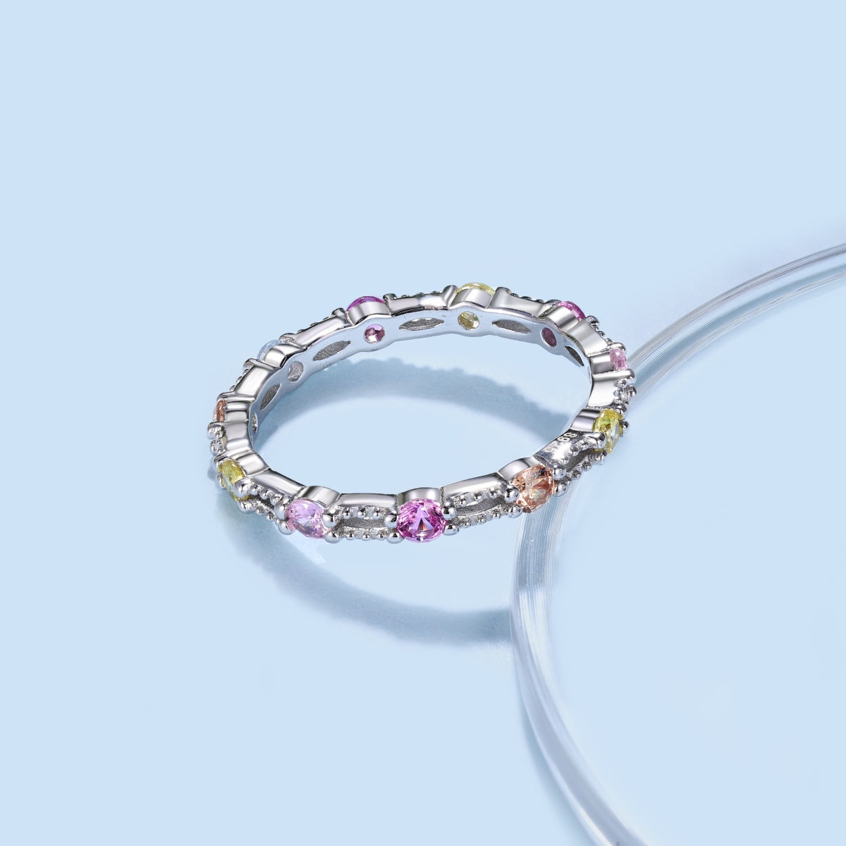 [ELAN LUXE]Sparkling Colorful Round Cut Tennis Ring