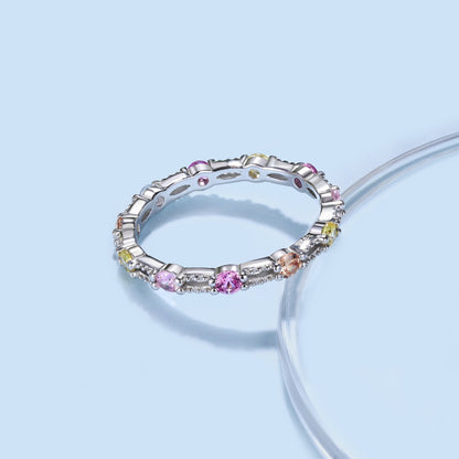 [ELAN LUXE]Sparkling Colorful Round Cut Tennis Ring