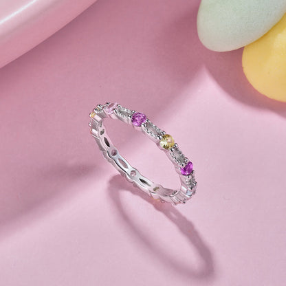 [ELAN LUXE]Sparkling Colorful Round Cut Tennis Ring