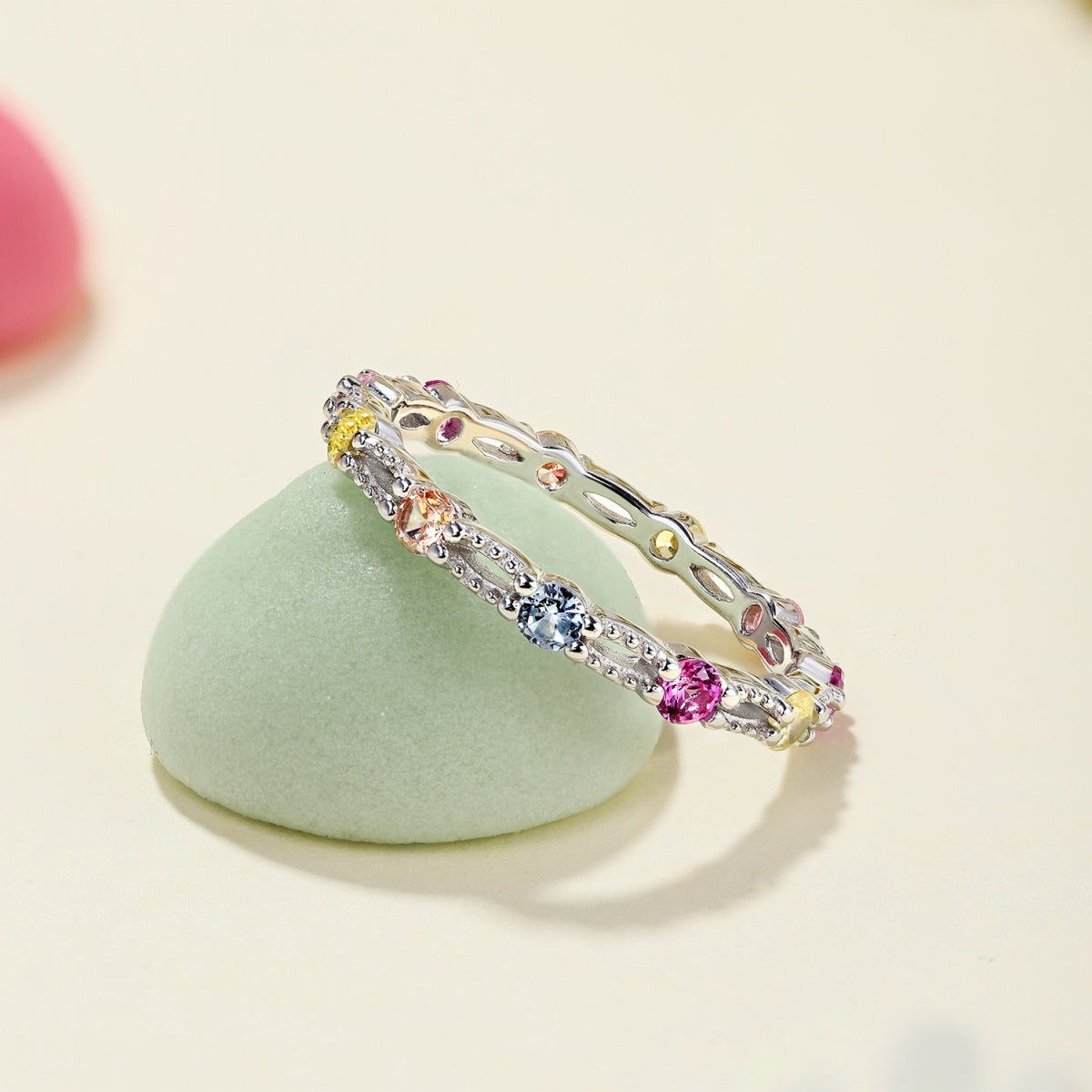 [ELAN LUXE]Sparkling Colorful Round Cut Tennis Ring