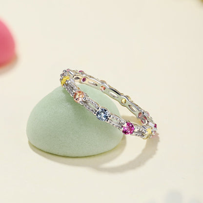 [ELAN LUXE]Sparkling Colorful Round Cut Tennis Ring