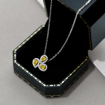 [ELAN LUXE]Elegant Flower Shape Pear Cut Necklace
