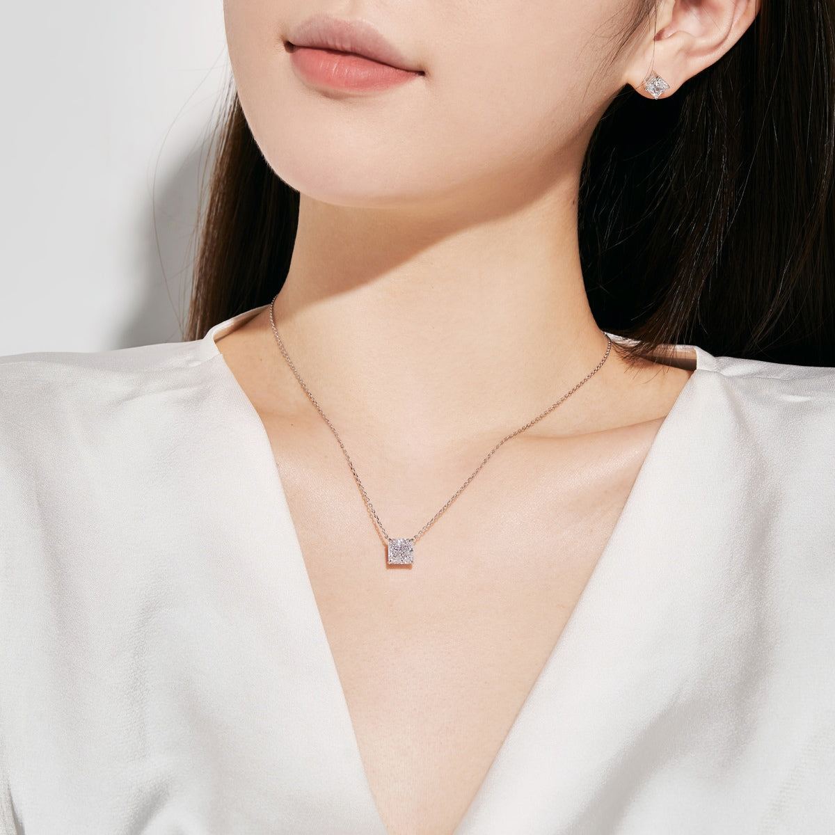 [ELAN LUXE]1.0 Carat Radiant Princess Cut Wedding Earrings