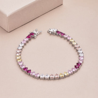 [ELAN LUXE]Luxurious Colorful Romantic Heart Shape Lover Bracelet