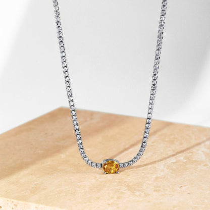 [ELAN LUXE]1.0 Carat Shining Oval Cut Necklace