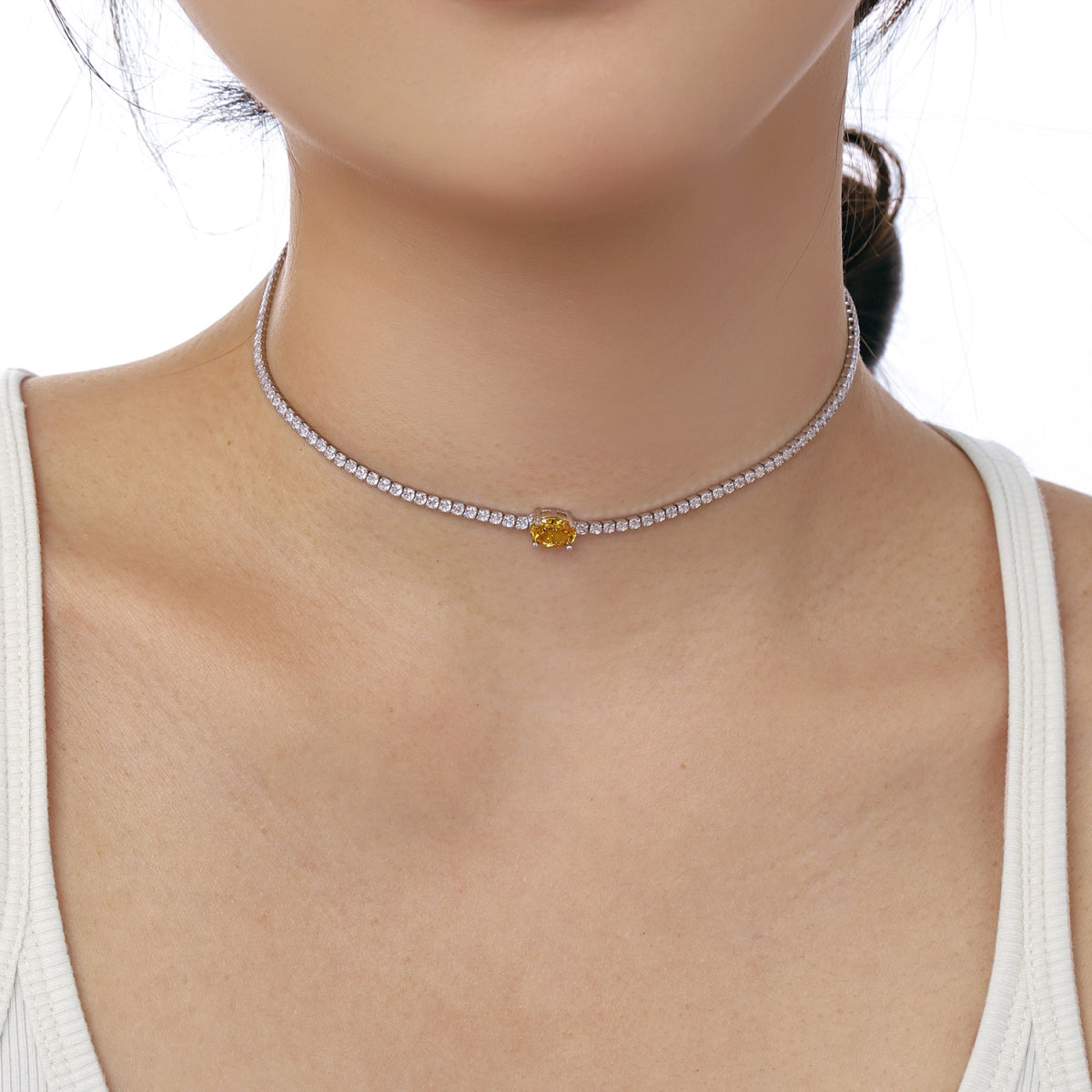 [ELAN LUXE]1.0 Carat Shining Oval Cut Necklace