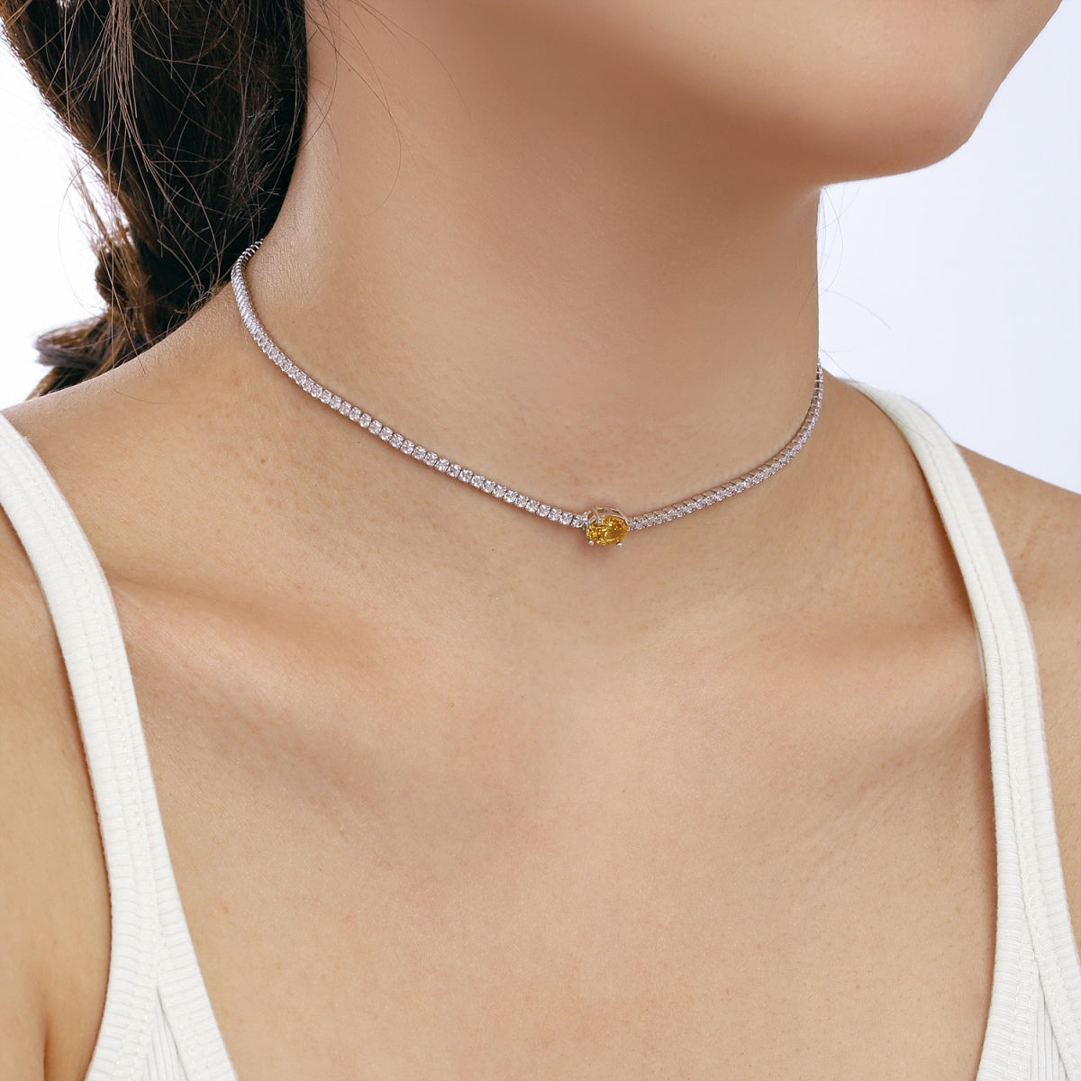 [ELAN LUXE]1.0 Carat Shining Oval Cut Necklace