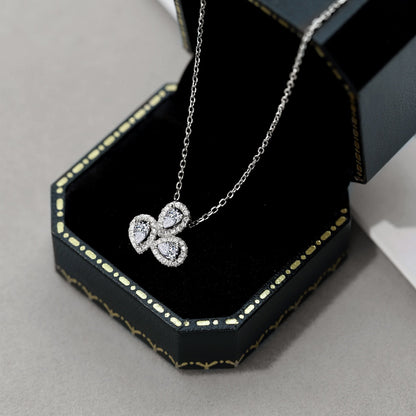 [ELAN LUXE]Elegant Flower Shape Pear Cut Necklace