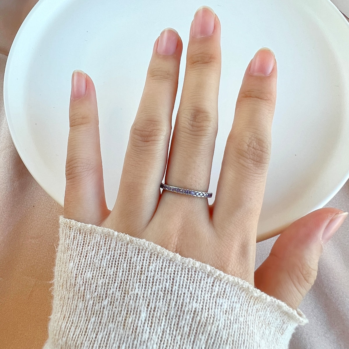 [ELAN LUXE]Delicate Sparkling Round Cut Daily Ring