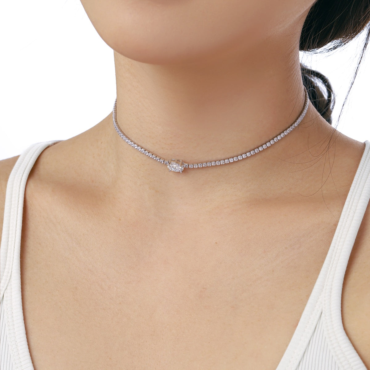 [ELAN LUXE]1.0 Carat Shining Oval Cut Necklace