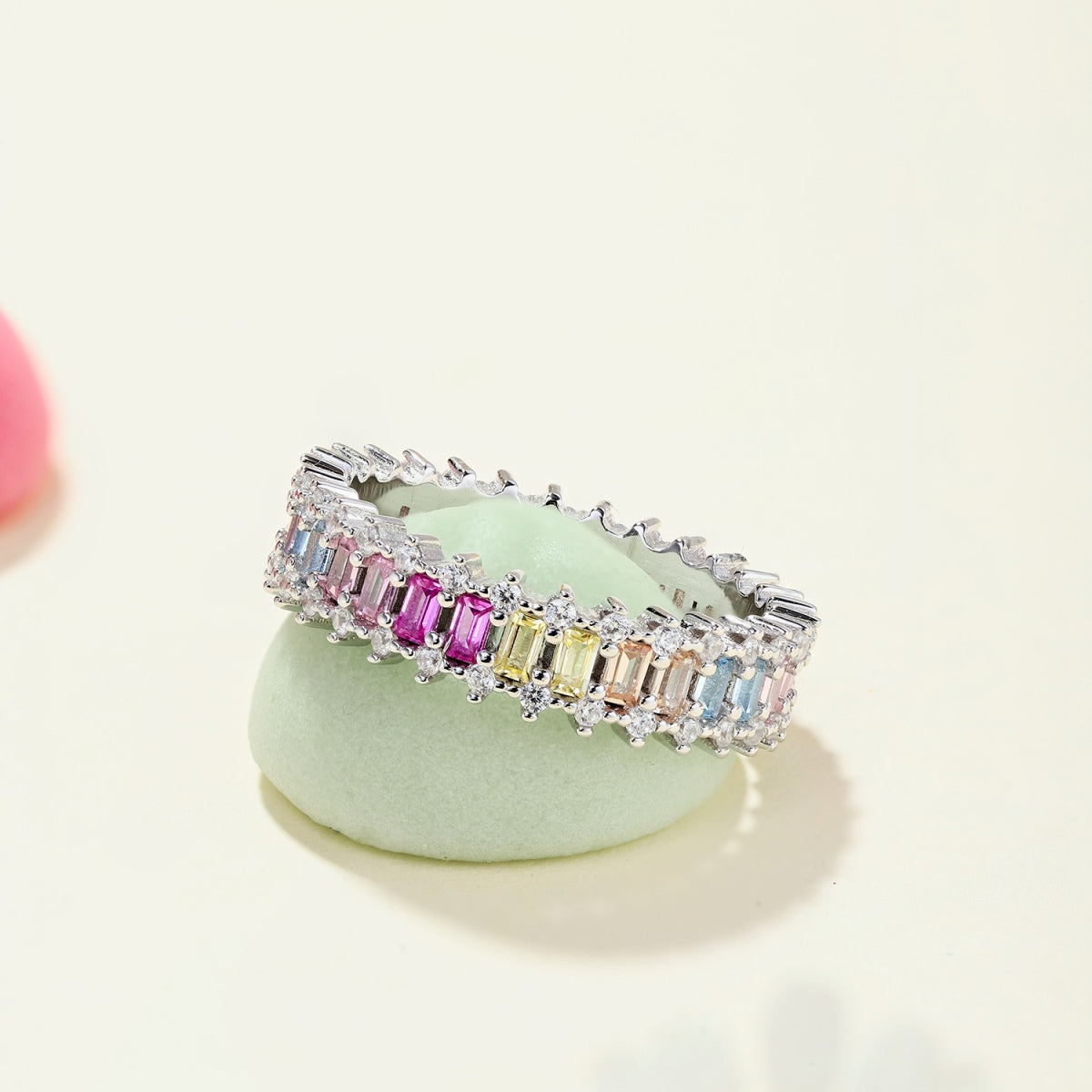 [ELAN LUXE]Splashy Ornate Emerald Cut Cocktail Ring