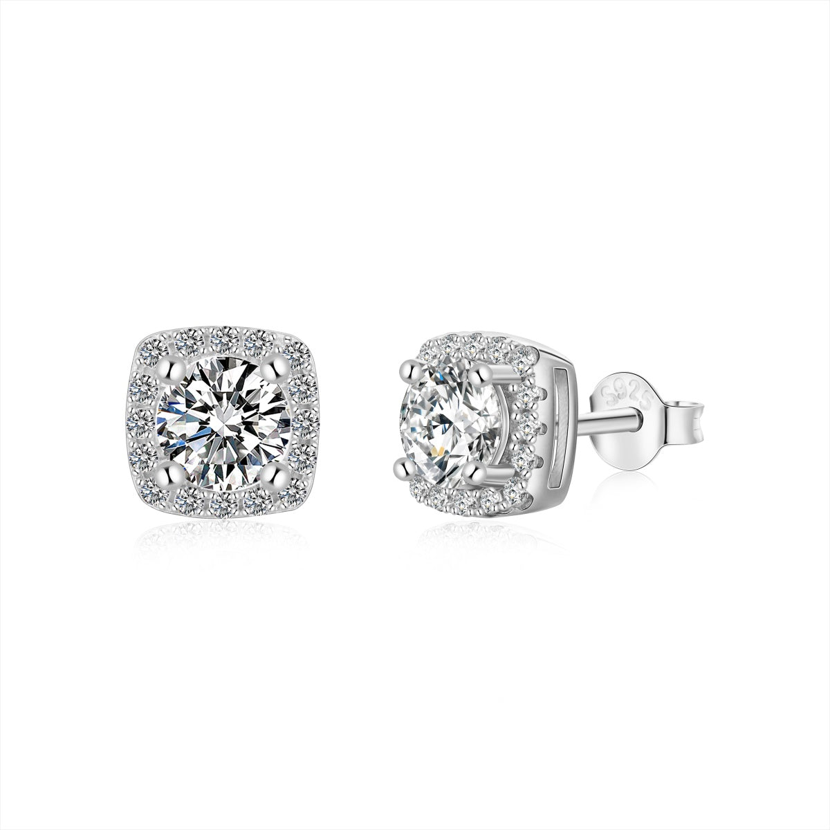 [ELAN LUXE]Classic Round Center Stone Stud Earrings