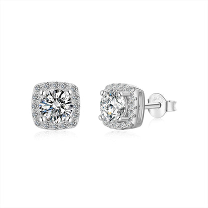 [ELAN LUXE]Classic Round Center Stone Stud Earrings