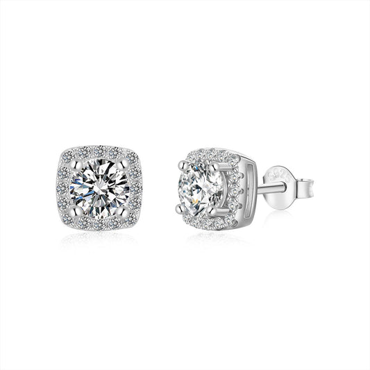 [ELAN LUXE]Classic Round Center Stone Stud Earrings