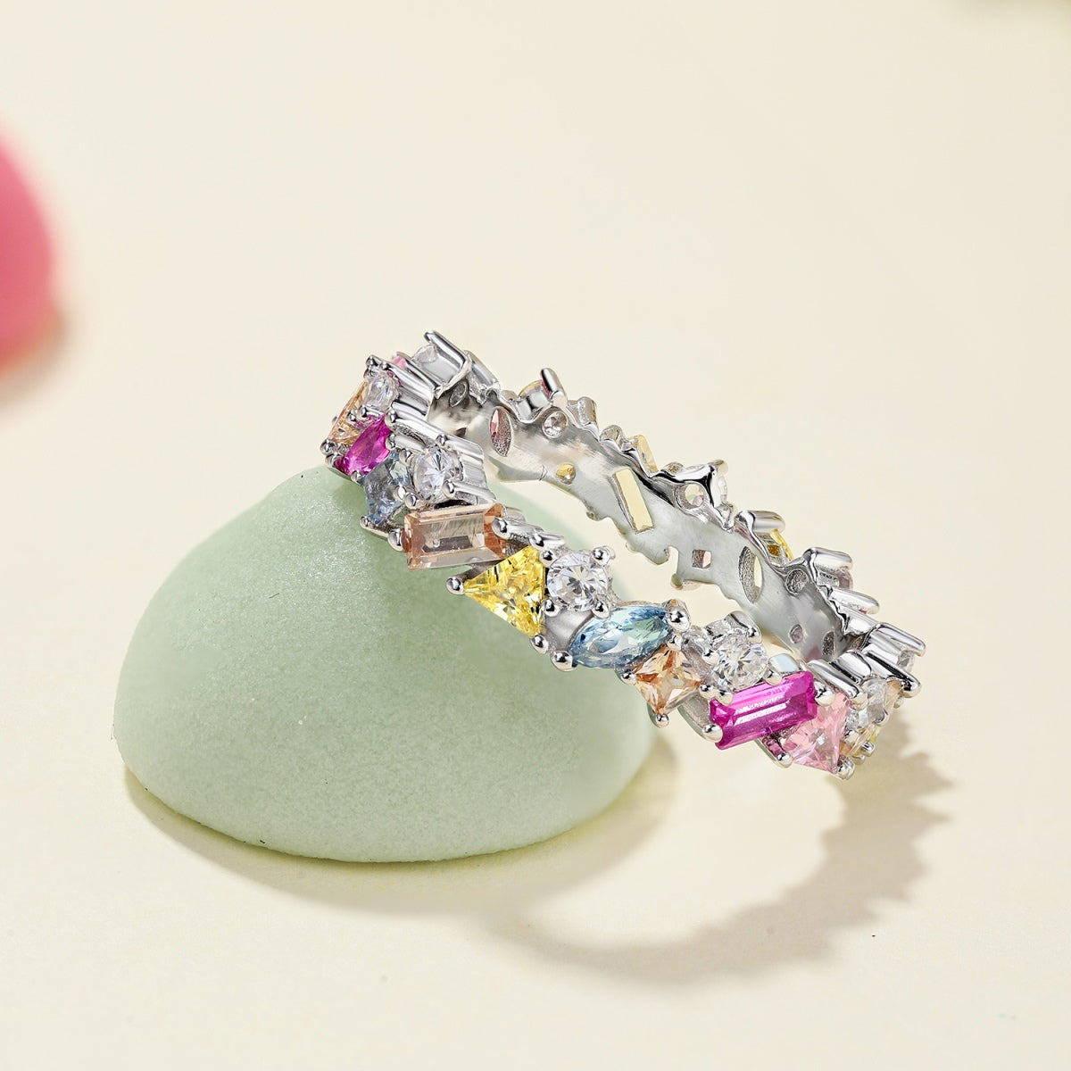 [ELAN LUXE]Dazzling Polychromatic Multi cut Daily Ring