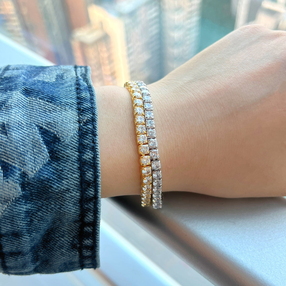 [ELAN LUXE]Sparkling Radiant Princess Cut Tennis Bracelet