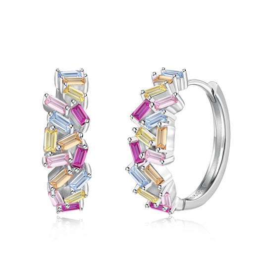 [ELAN LUXE]Dazzling Colorful Emerald Cut Daily Earrings