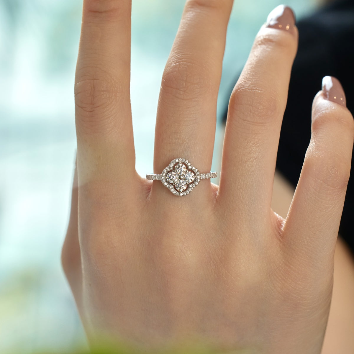 [ELAN LUXE]Four Leaf Clover Flower Design Ring