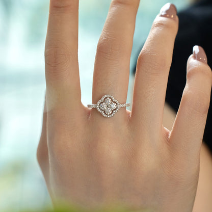 [ELAN LUXE]Four Leaf Clover Flower Design Ring
