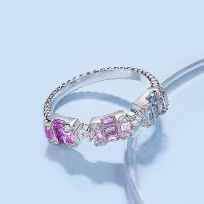 [ELAN LUXE]Unique Colorful Emerald Cut Party Ring