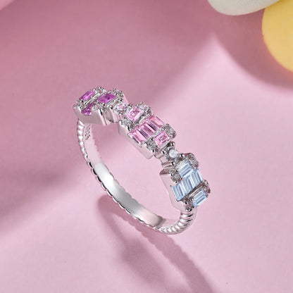 [ELAN LUXE]Unique Colorful Emerald Cut Party Ring
