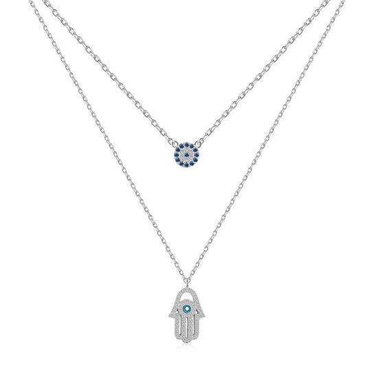 [ELAN LUXE]Demon Eye Hamsa Palm Necklace