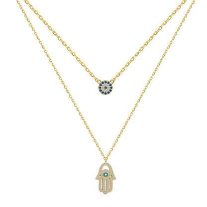 [ELAN LUXE]Demon Eye Hamsa Palm Necklace