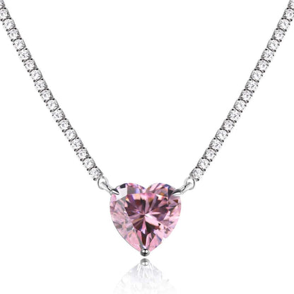 [ELAN LUXE]8.0 Carat Versatile Colorful Sweet Heart-Shaped Tennis Necklace