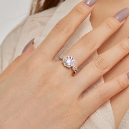 [ELAN LUXE]Delicate Colorful Round Cut Flower Shape Wedding Ring