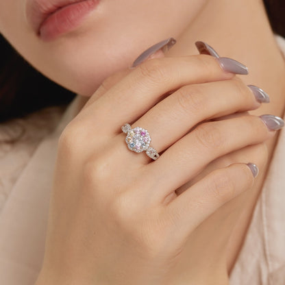 [ELAN LUXE]Delicate Colorful Round Cut Flower Shape Wedding Ring
