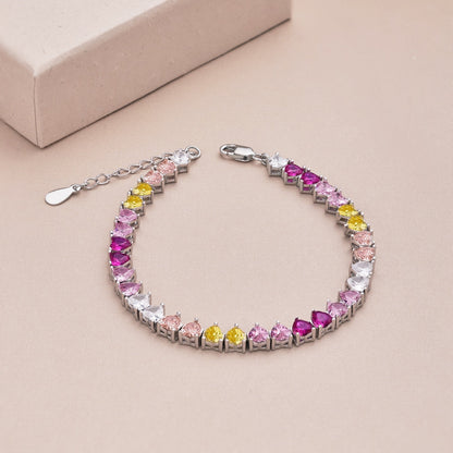 [ELAN LUXE]Luxurious Colorful Romantic Heart Shape Lover Bracelet