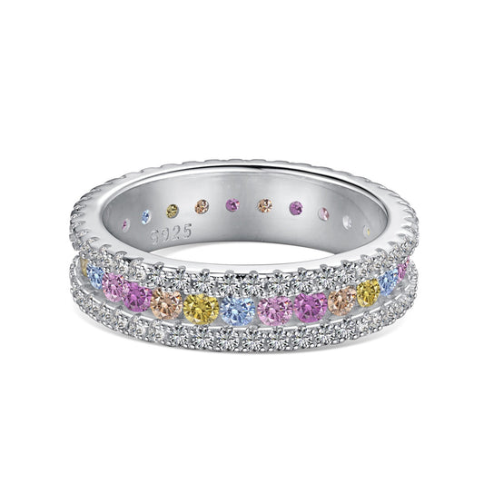 [ELAN LUXE]Delicate Colorful Round Cut Daily Ring