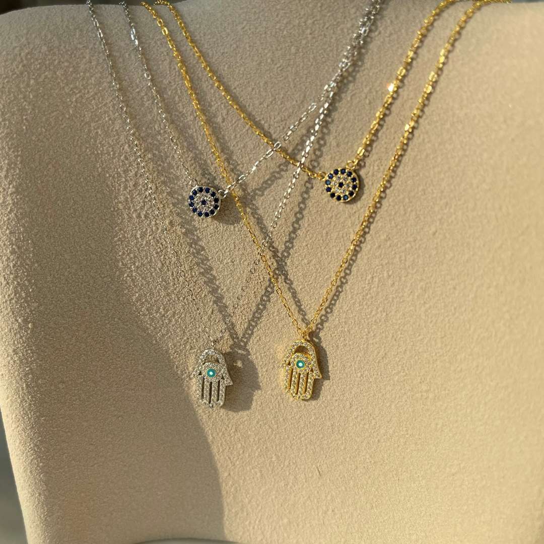 [ELAN LUXE]Demon Eye Hamsa Palm Necklace