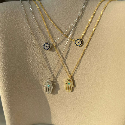 [ELAN LUXE]Demon Eye Hamsa Palm Necklace