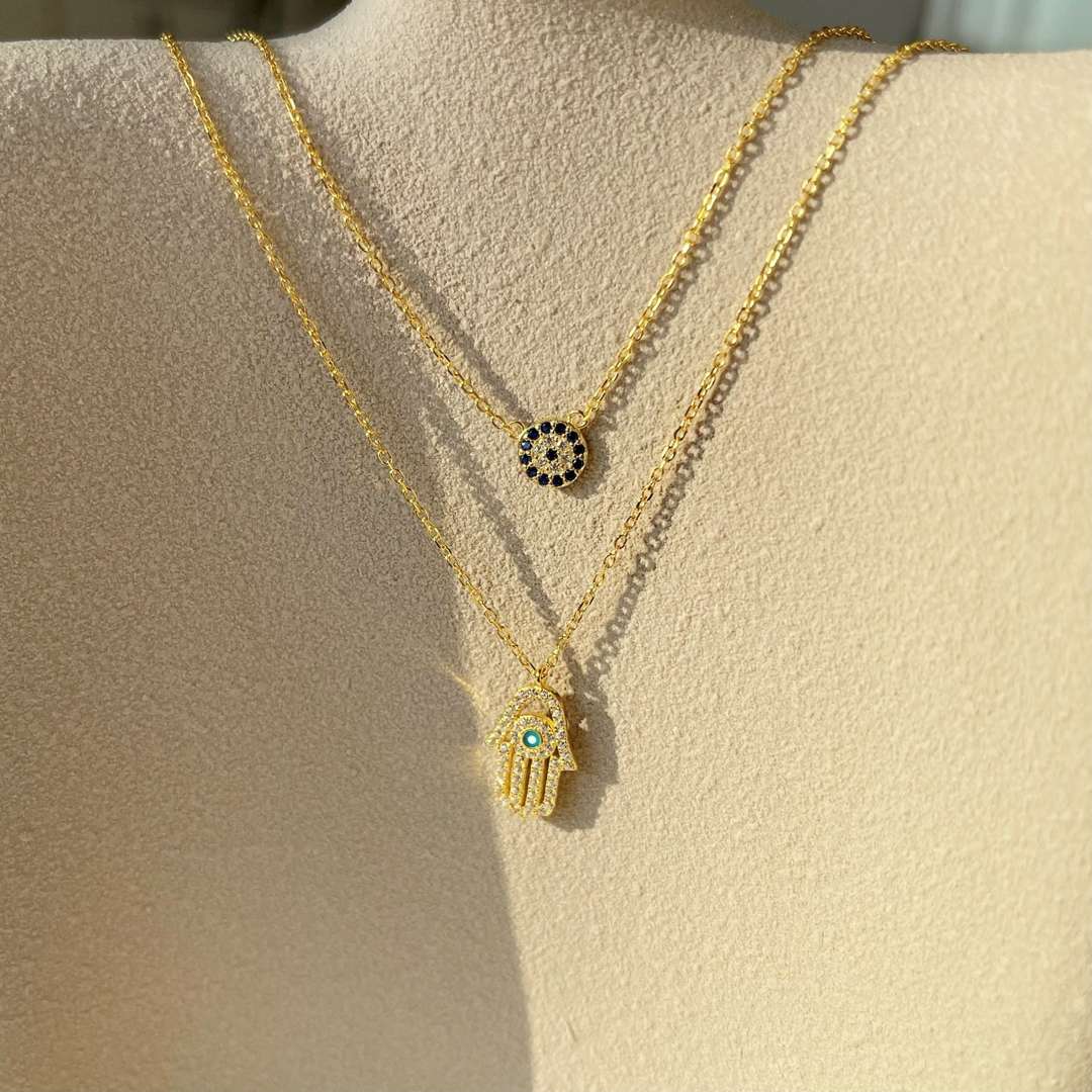 [ELAN LUXE]Demon Eye Hamsa Palm Necklace