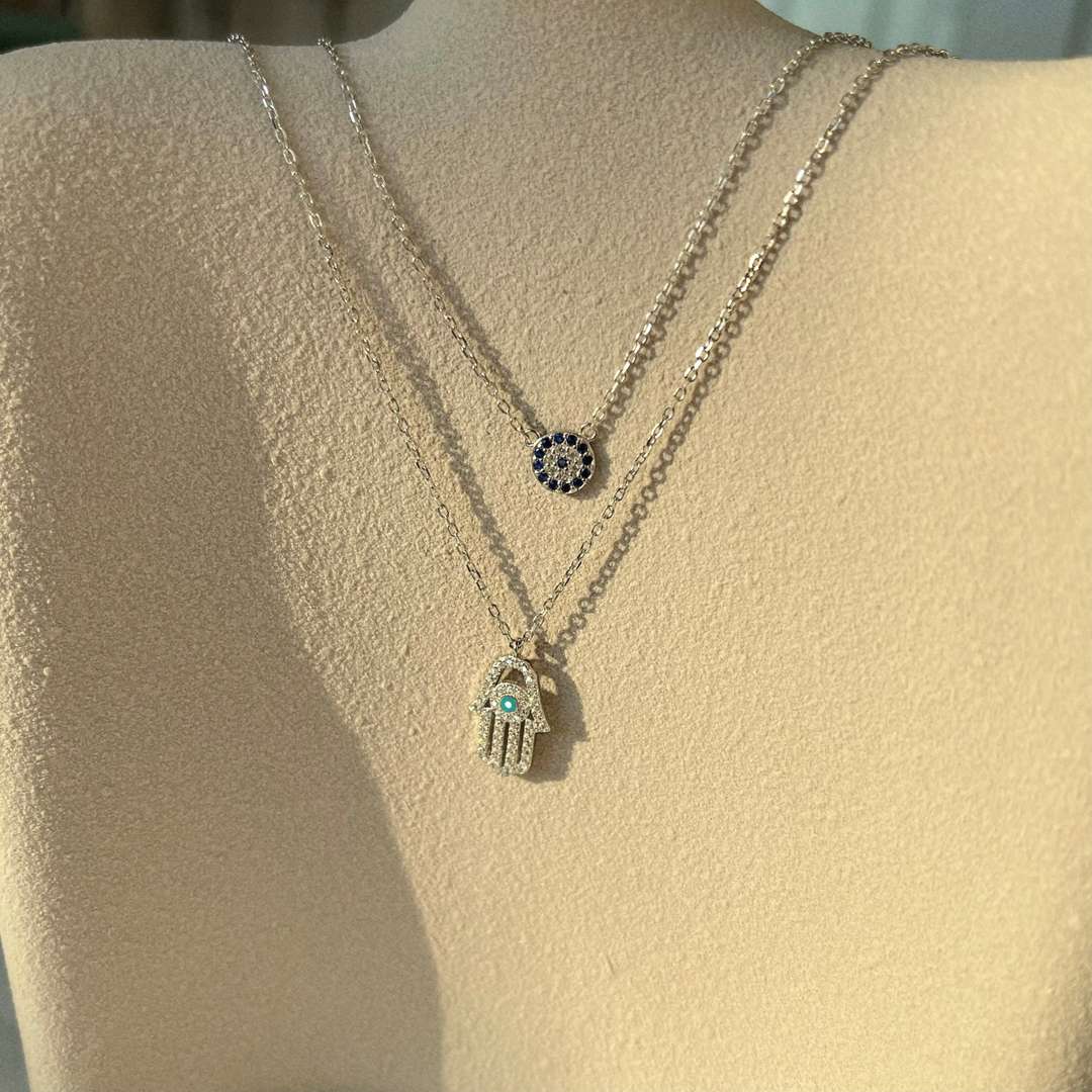 [ELAN LUXE]Demon Eye Hamsa Palm Necklace