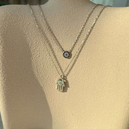 [ELAN LUXE]Demon Eye Hamsa Palm Necklace