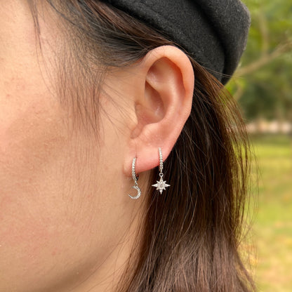 [ELAN LUXE]Star and Moon Asymmetric Earrings
