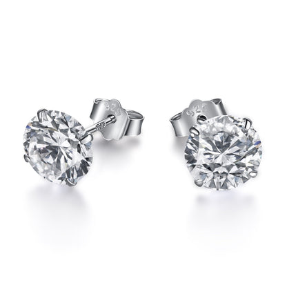 [ELAN LUXE]Stylish Shiny Round Center Stone Stud Earrings