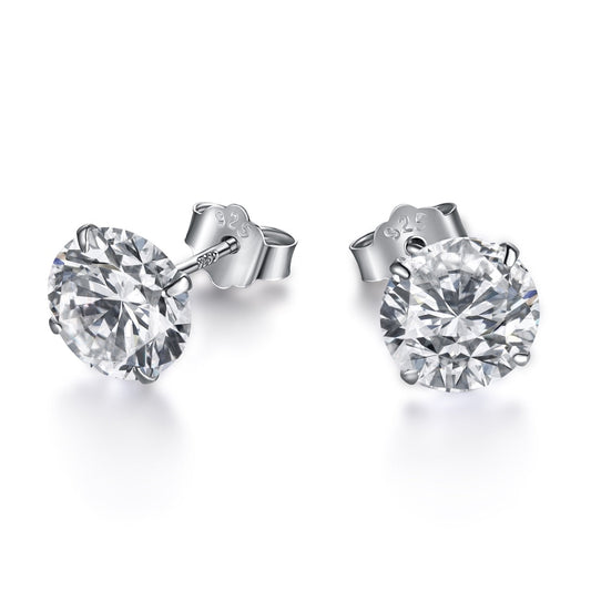 [ELAN LUXE]Stylish Shiny Round Center Stone Stud Earrings