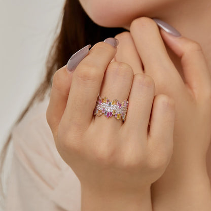 [ELAN LUXE]Luxurious Colorful Radiant Cut Daily Ring