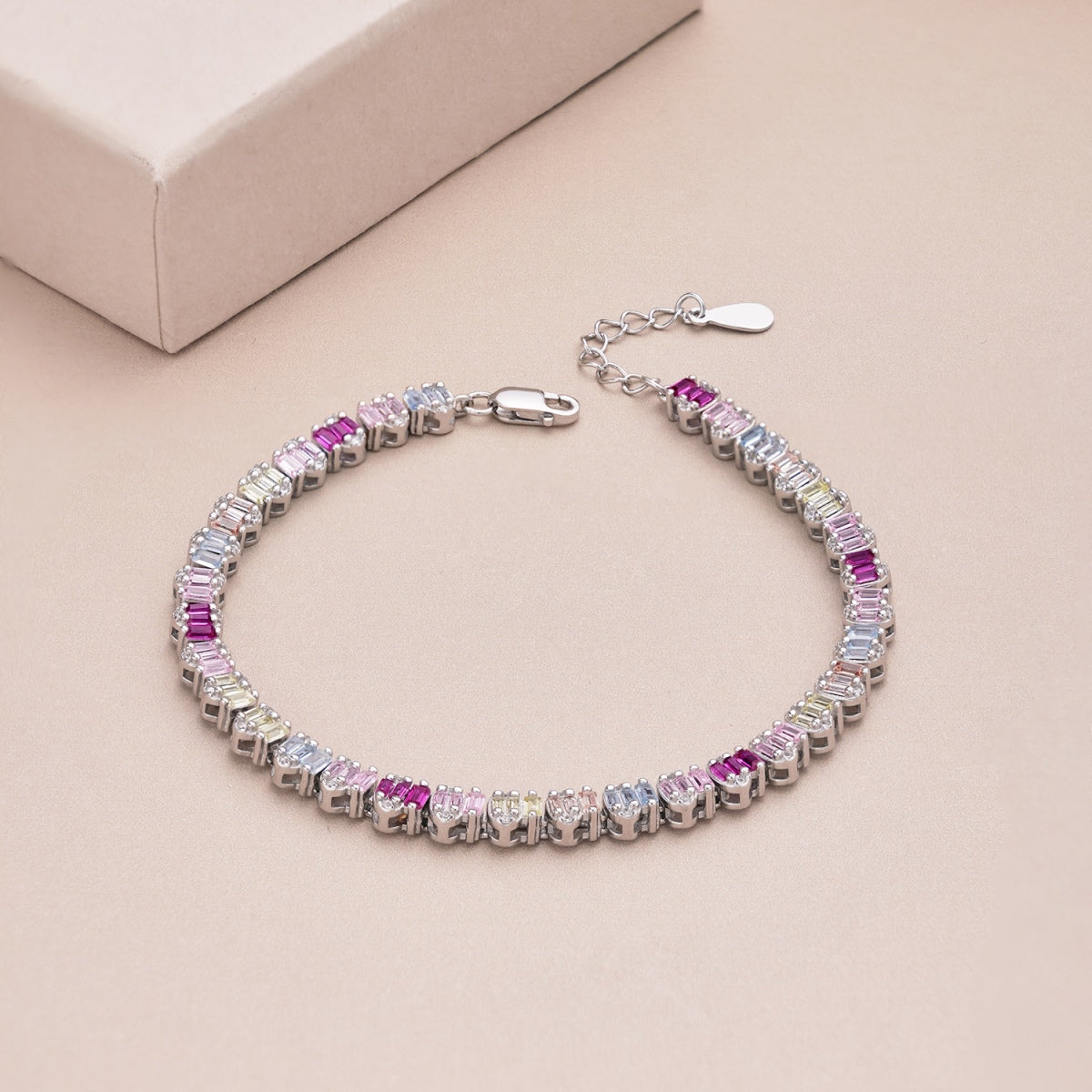 [ELAN LUXE]Delicate Colorful Emerald Cut Party Bracelet