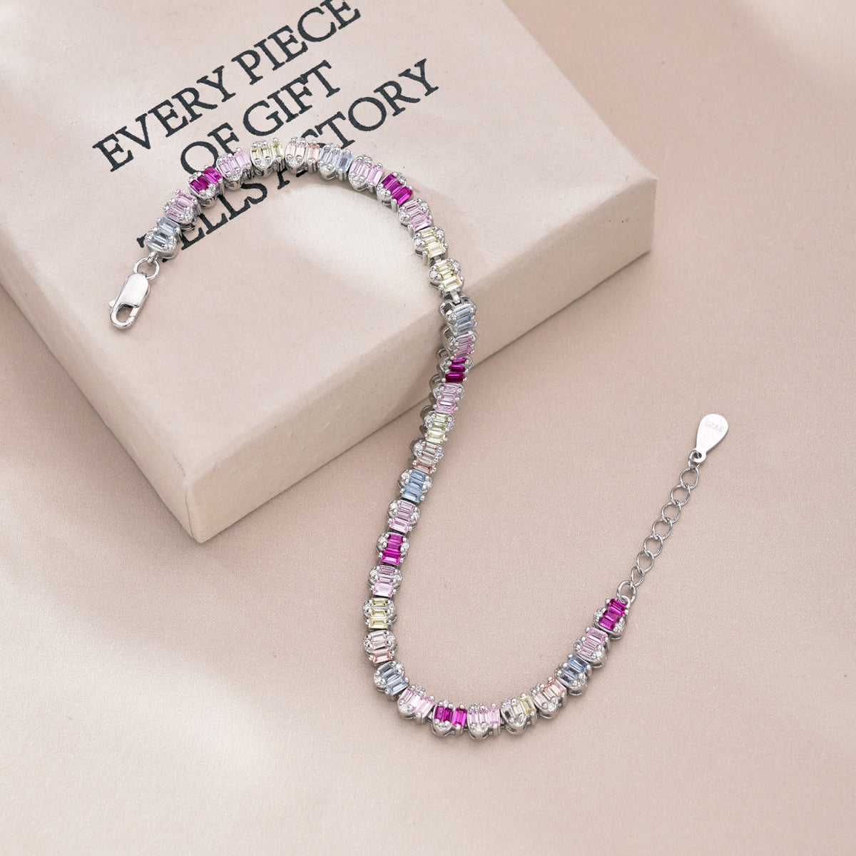 [ELAN LUXE]Delicate Colorful Emerald Cut Party Bracelet
