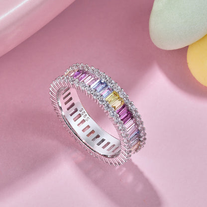 [ELAN LUXE]Dainty Kaleidoscopic Emerald Cut Daily Ring