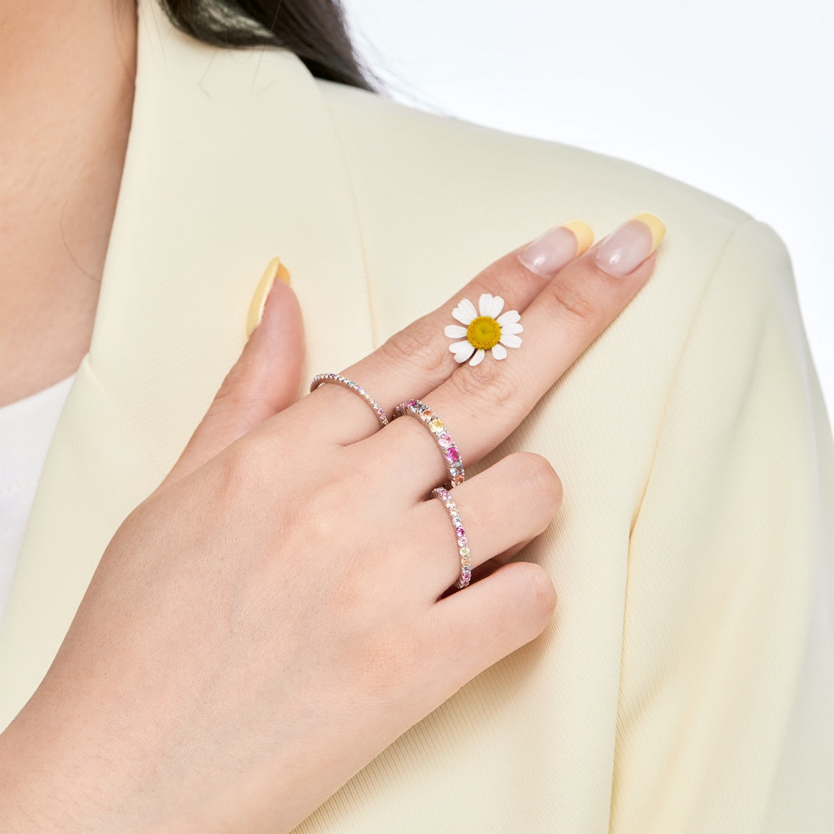 [ELAN LUXE]Dazzling Lustrous Round Cut Tennis Ring