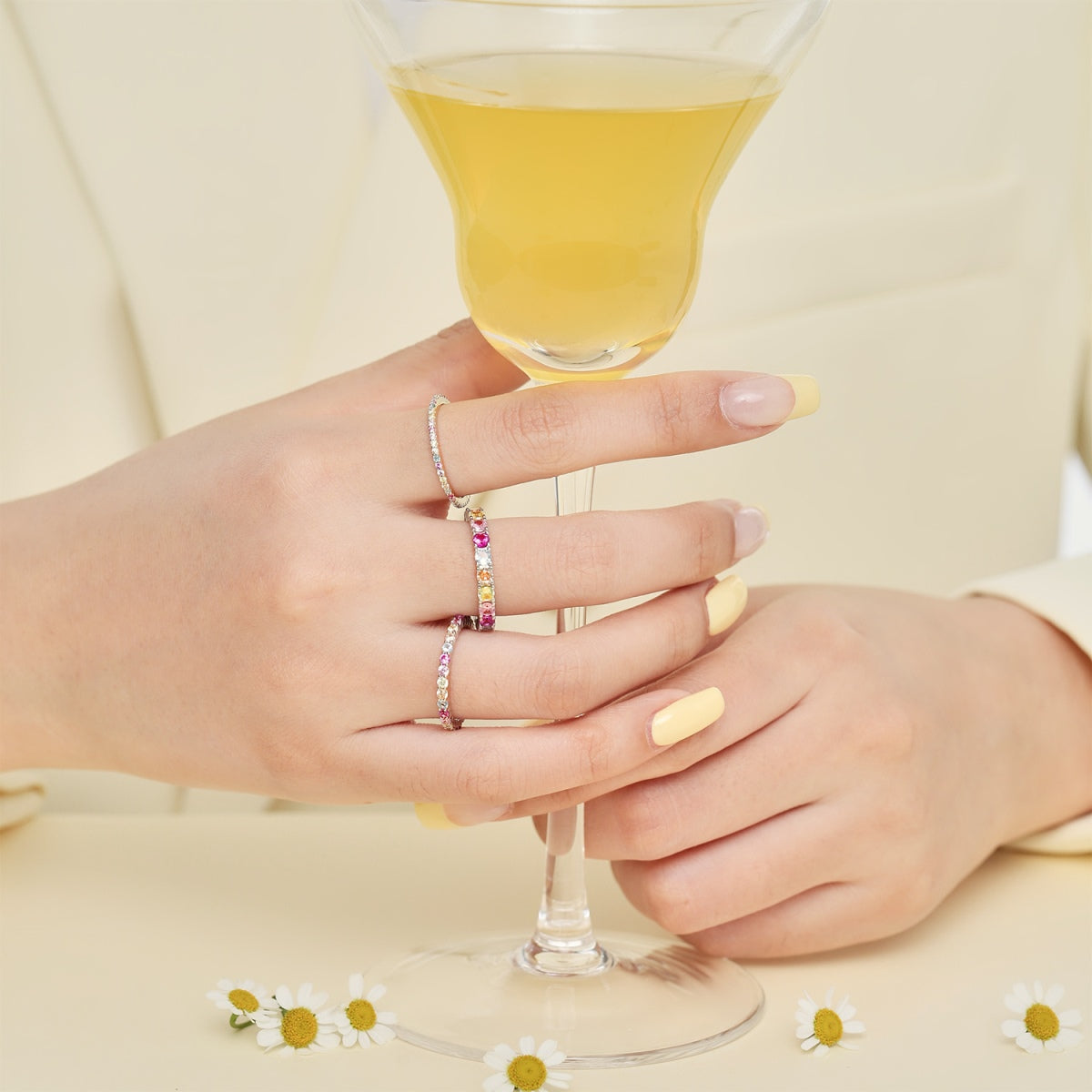 [ELAN LUXE]Dazzling Lustrous Round Cut Tennis Ring